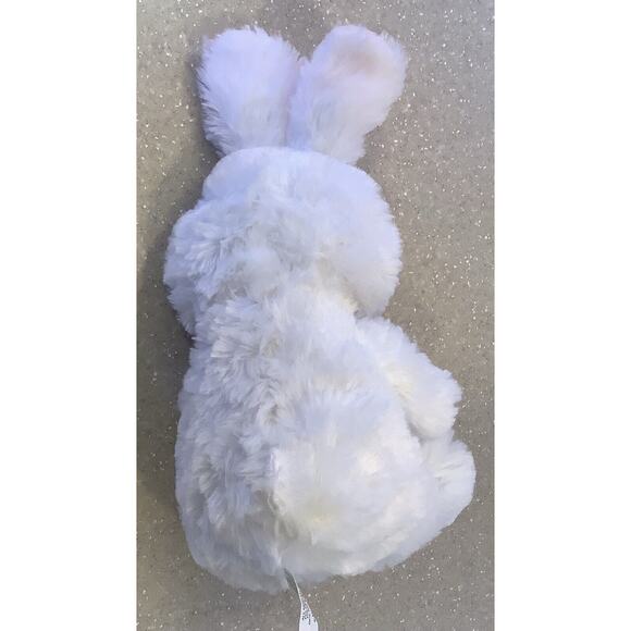 MEGA TOYS WHITE PINK BUNNY RABBIT PLUSH STUFFED ANIMAL POLKA DOT RIBBON TOY 12” - Picture 6 of 8